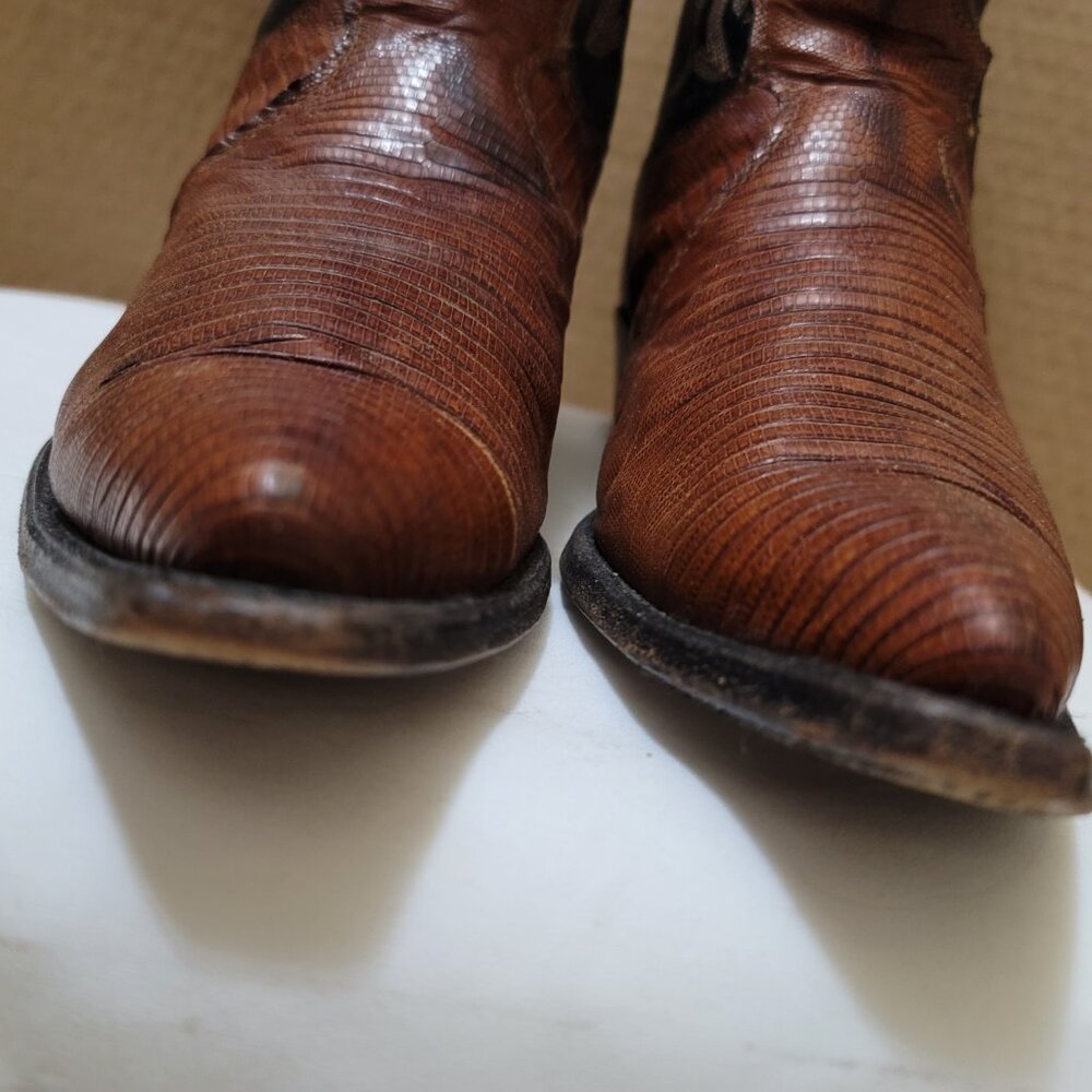 Justin Authentic, Lizard Leather Women's Cowboy Boots, size 8 - Picture 2 of 9